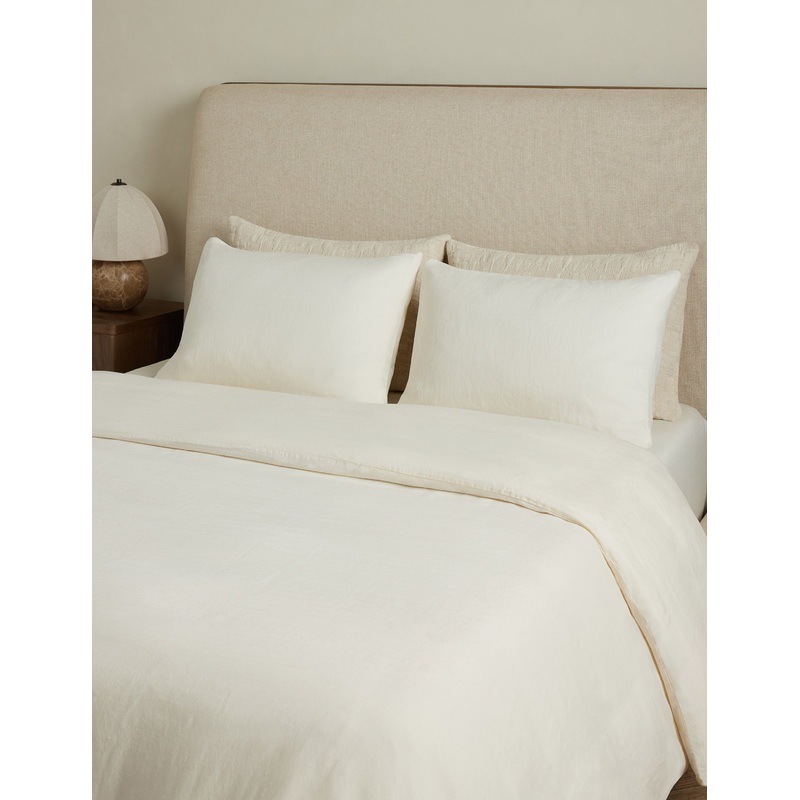 Yuka Linen Bamboo Duvet Cover by DISC Interiors Cream Full/Queen Duvet Cover
