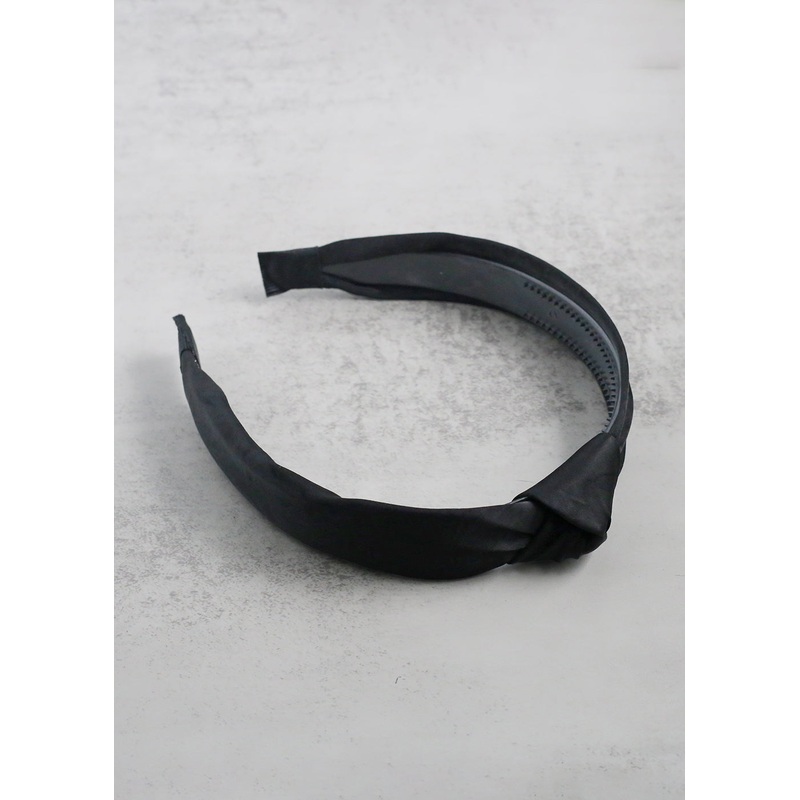 Chic Satin Knotted Headband Black