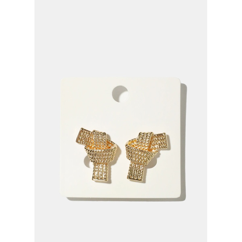 Knotted Clip-On Earrings Gold