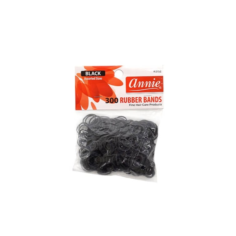 Annie #3152 Rubber Bands Black Assorted Sizes 300 ct