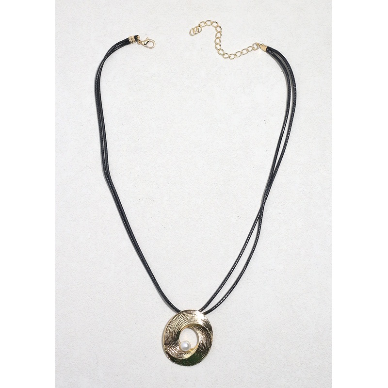 Golden Swirl Pearl Pendant Necklace