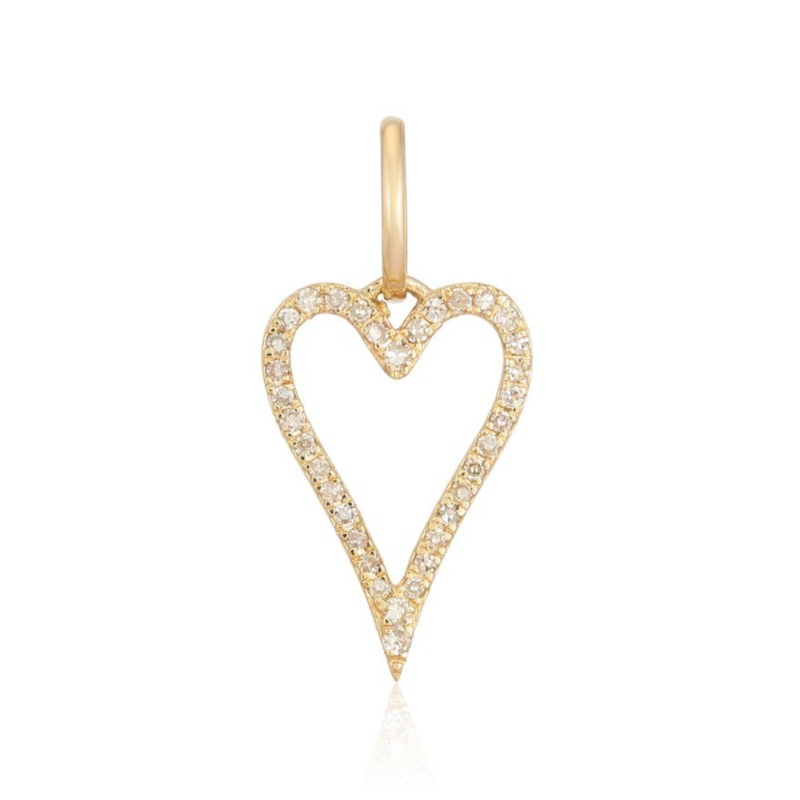 Large Pave Cutout Modern Heart yellow