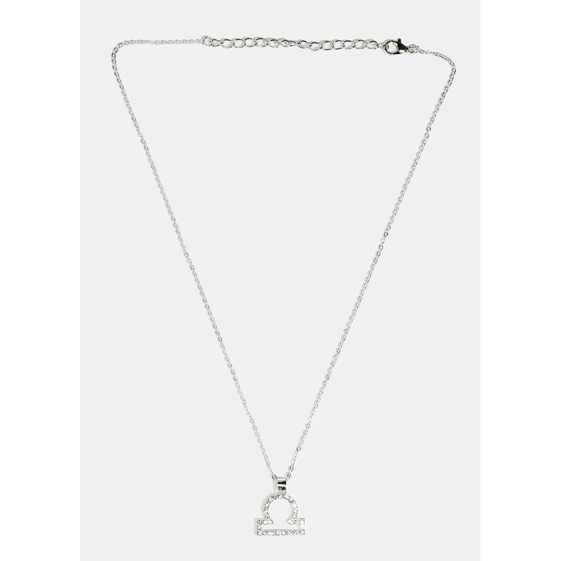 Rhinestone-Studded Libra Necklace Gold