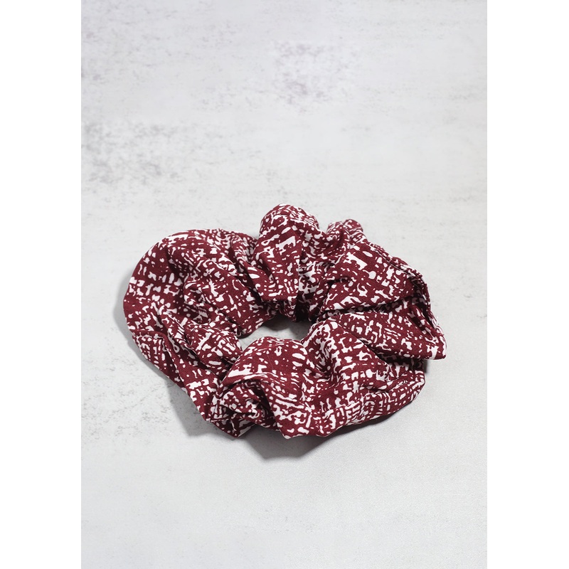 Tweed Large Scrunchie Burgundy