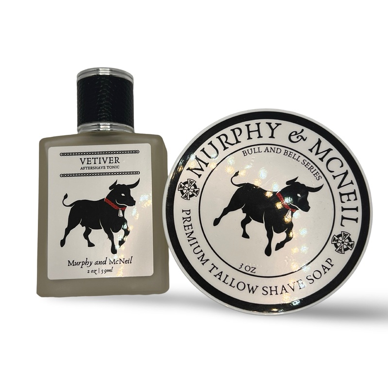 Vetiver Bull and Bell Shaving Soap and Splash – by Murphy and McNeil (Used)