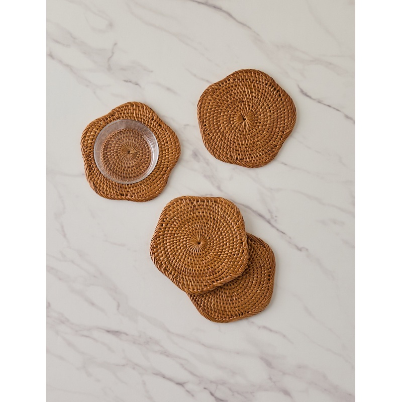 Tyna Rattan Coasters (Set of 4) Natural
