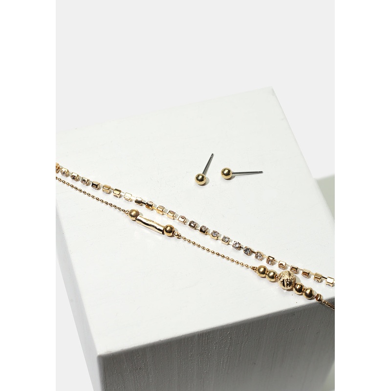 Necklace & Earrings Set Gold