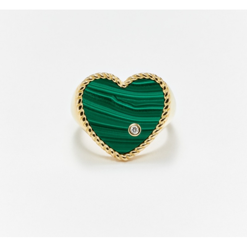CHEVALIERE COEUR MALACHITE OR JAUNE 6