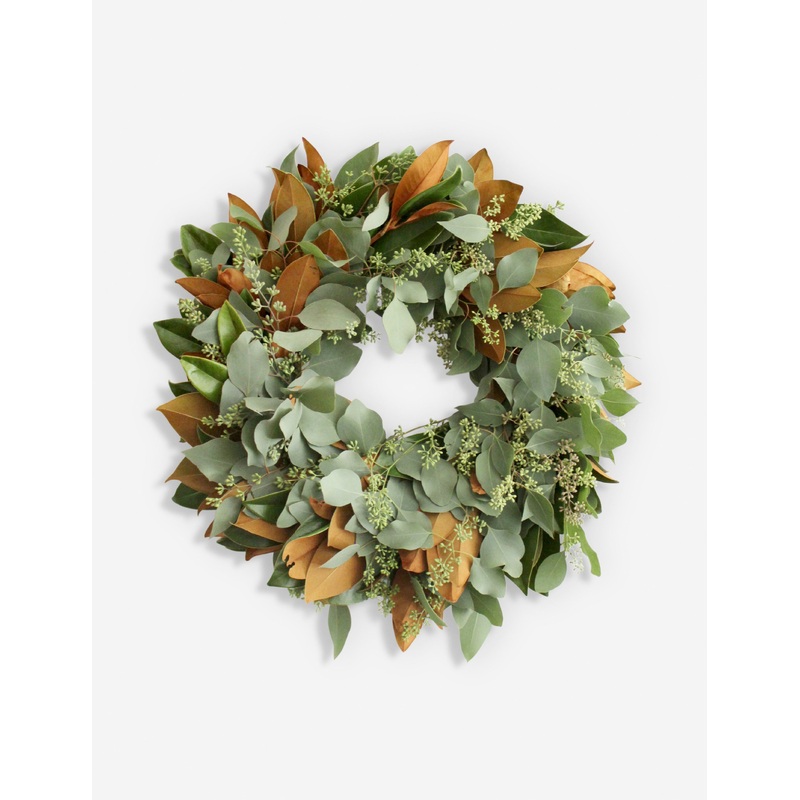 Fresh Handmade Magnolia and Seeded Eucalyptus Wreath 12″Dia