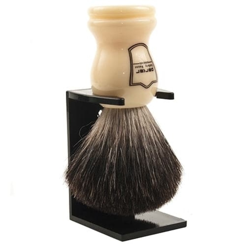 Ivory Handle Black Badger Shaving Brush and Stand (WHBB) – by Parker