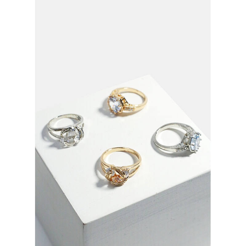 Large Engagement Style Ring Gold Gemstone