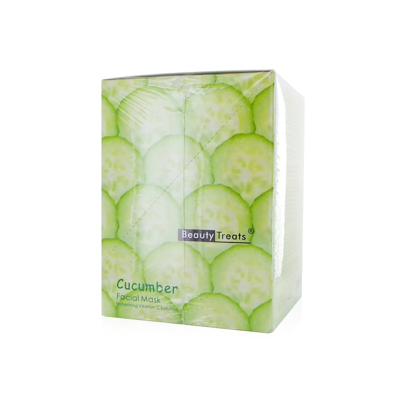 BEAUTY TREATS Facial Mask Refreshing Vitamin C Solution – Cucumber – Display Box 24 Pieces