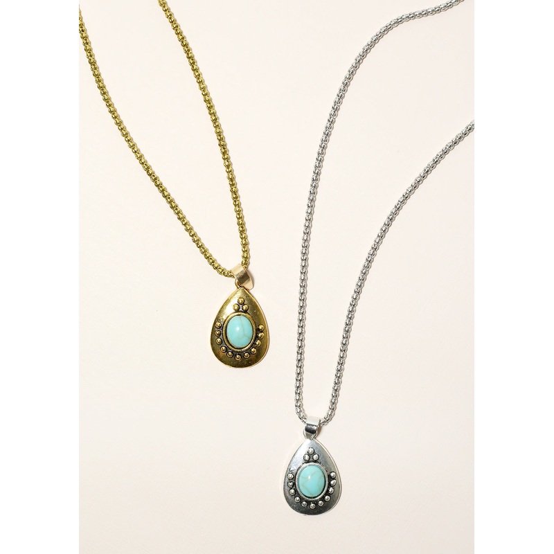 Teardrop Turquoise Necklace Gold