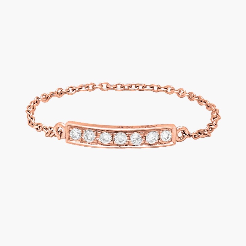 Bar Chain Gold and Diamond Ring 52