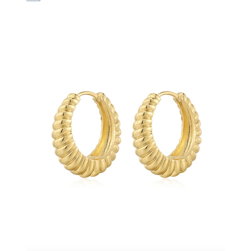 RIDGED MARBELLA HOOPS- GOLD