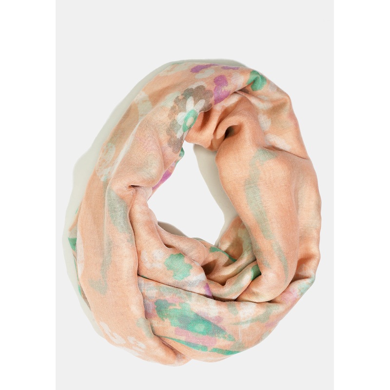A+ Peach Floral Lightweight Scarf