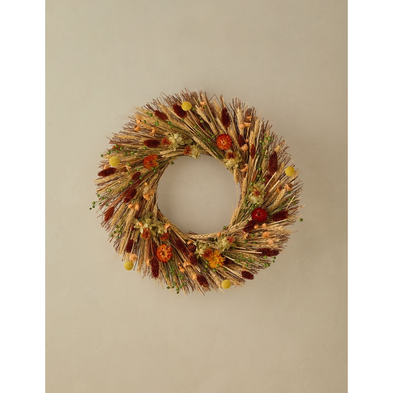 Preserved Autumn Blooms Wreath 18″