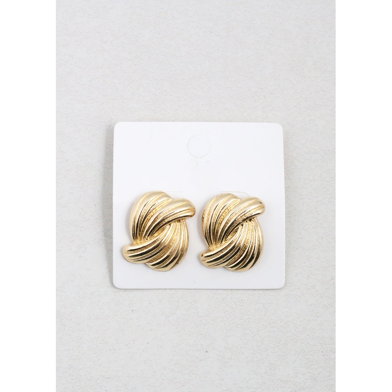 Ribbed Twisted Knot Earrings Gold