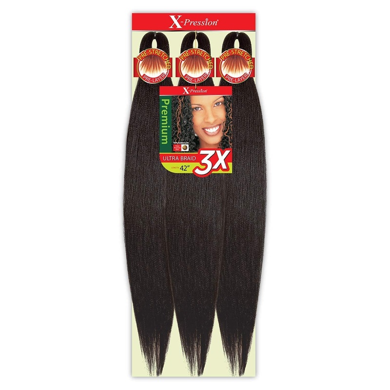 5 Pack X-Pression 42″ 2 Pre-Stretched Braids 3X