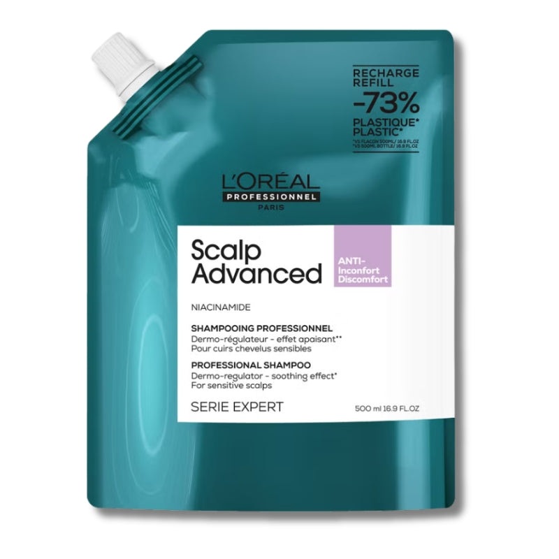 L’Oral Professionnel Scalp Advanced Anti-Discomfort Shampoo Refill Pack 500ml for Itchy, Dry Scalp
