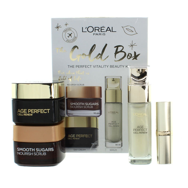 L’Oreal Age Perfect Serum 30ml Cream 50ml Scrub 50ml Gift Set (Blemished Box)