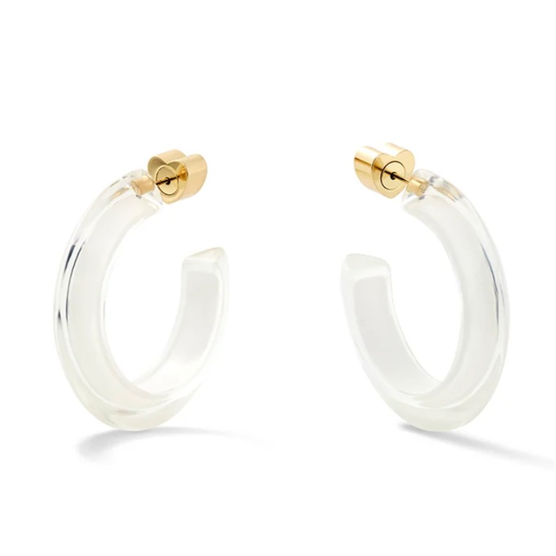 Small Lucite Jelly Hoop Earrings CERISE