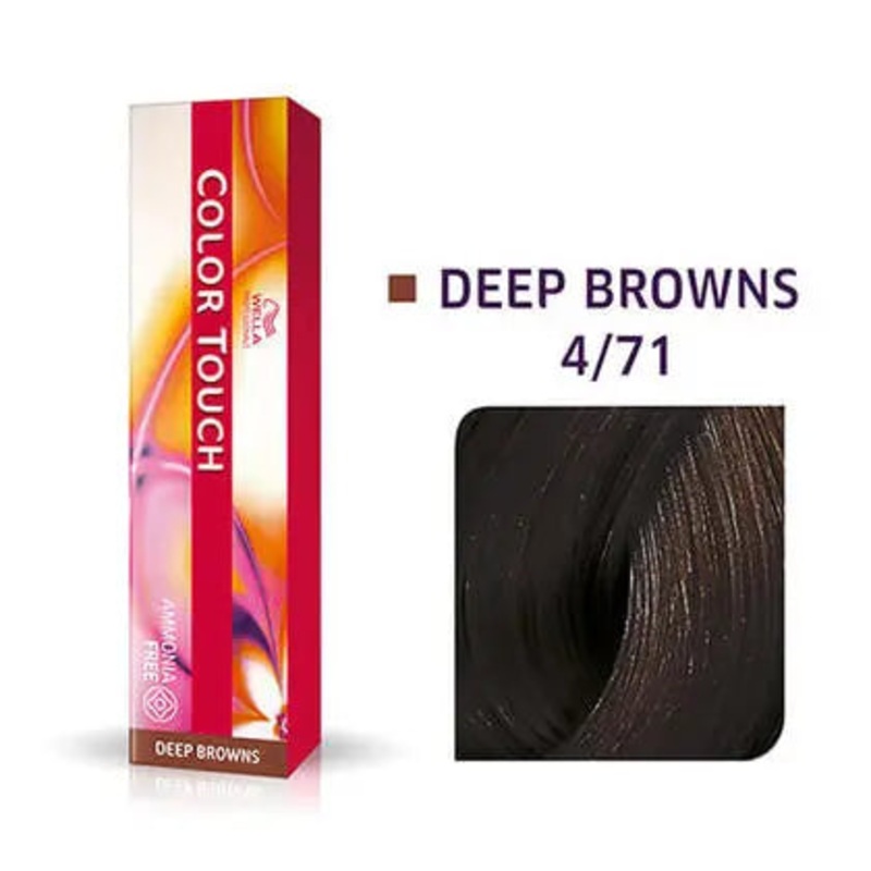 Wella Color Touch Demi-Permanent Creme Hair Color – 4/71 (Medium Brown / Brown Ash)