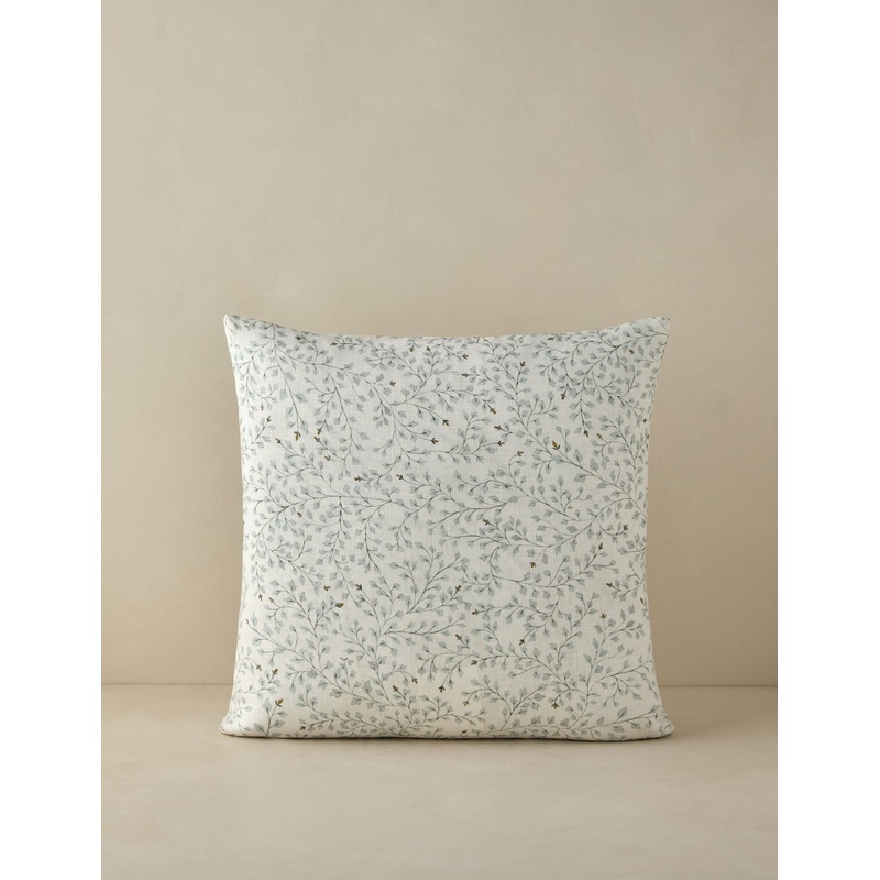 Dainty Leaves Linen Pillow by Rylee + Cru Blue Square