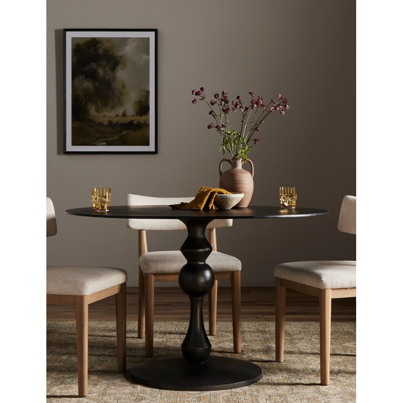 Barre Round Dining Table Black
