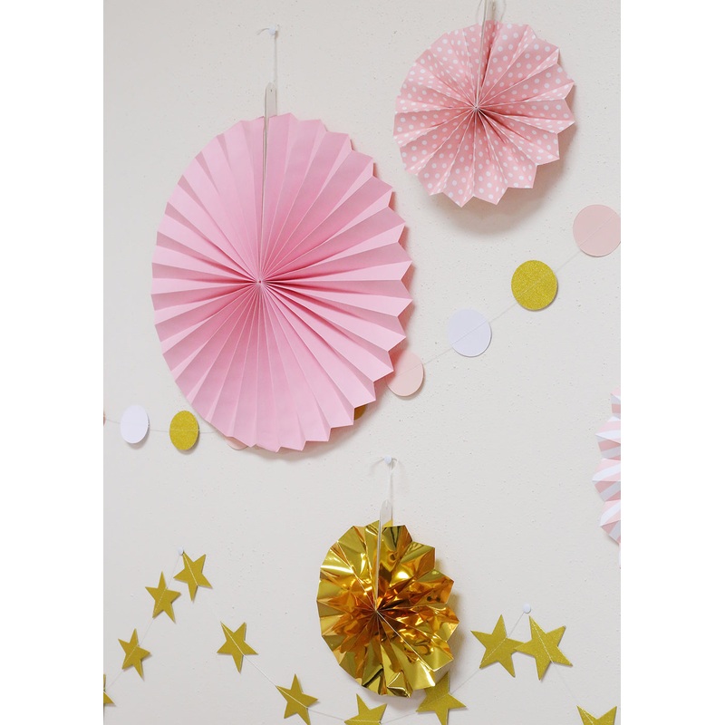 Official Key Items- Pink Paper Fan Decor Small/Medium Set