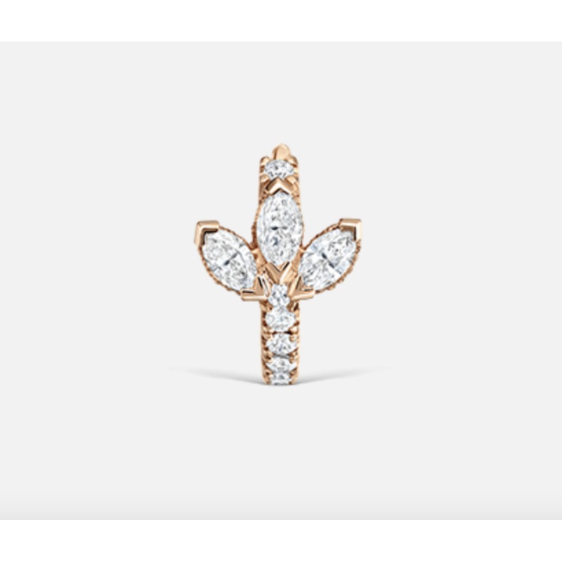 6.5mm Diamond Lotus Eternity Hoop Earring Yellow Gold