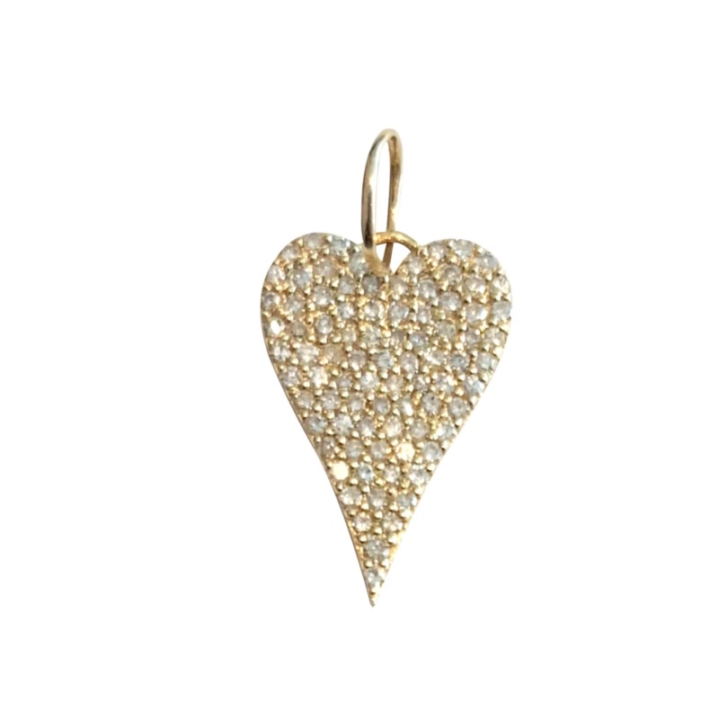 Large Pave Heart Charm Yellow Gold