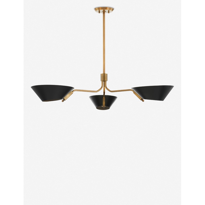 Riaz Chandelier Cream and Brass 3 Light