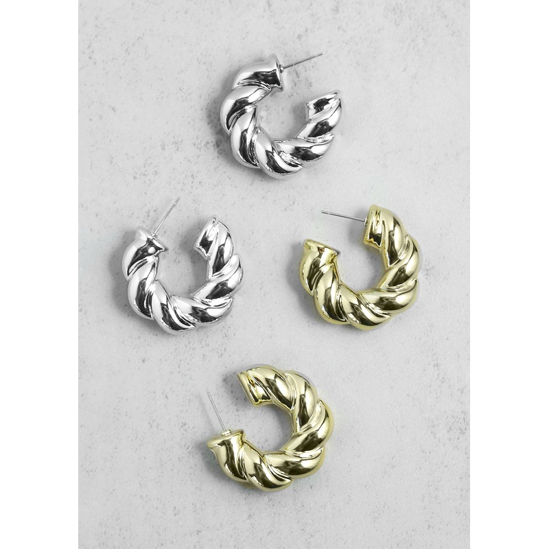 Twisted Open Hoops Gold