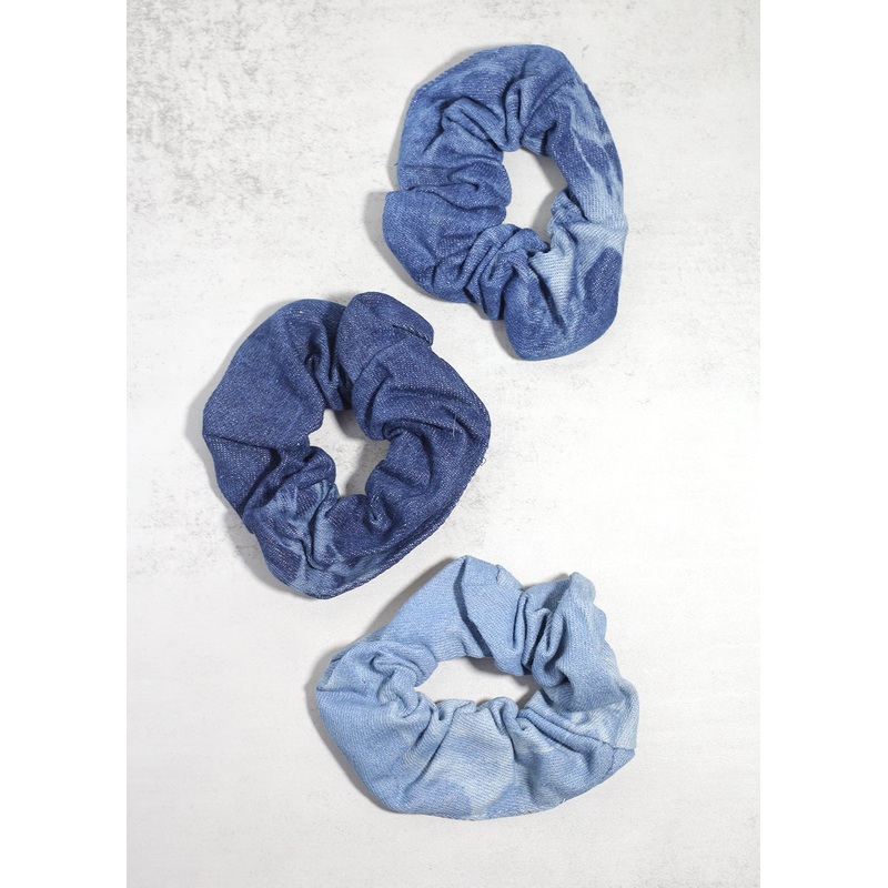 Blue Denim Scrunchies Dark Blue