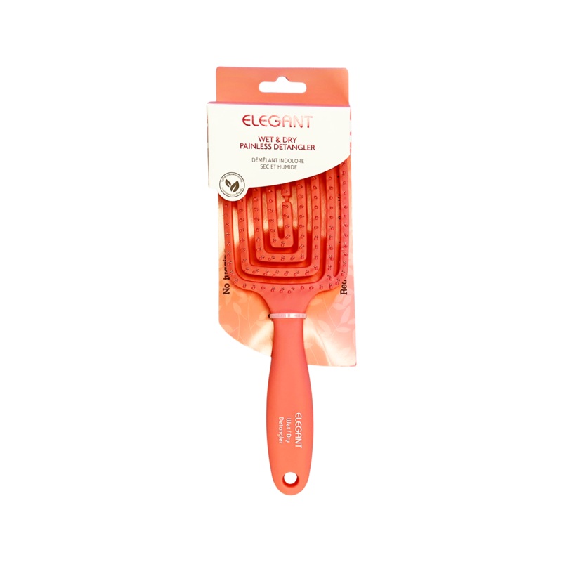 Elegant #322 Wet & Dry Painless Detangler Vented Spiral Hair Brush – Large (10″) / Coral