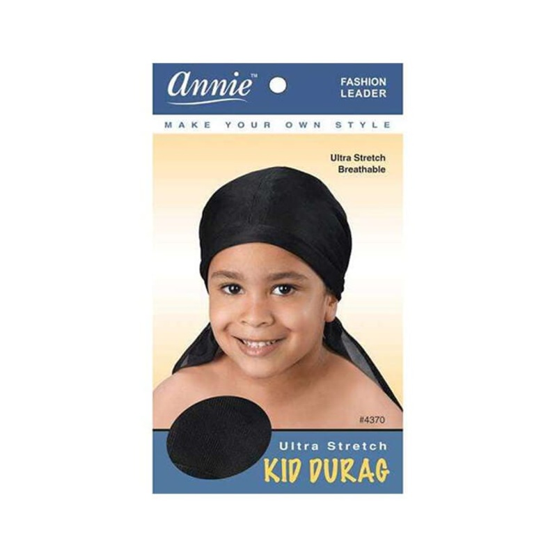 Annie #4370 Kids Ultra-Stretch Durag Black