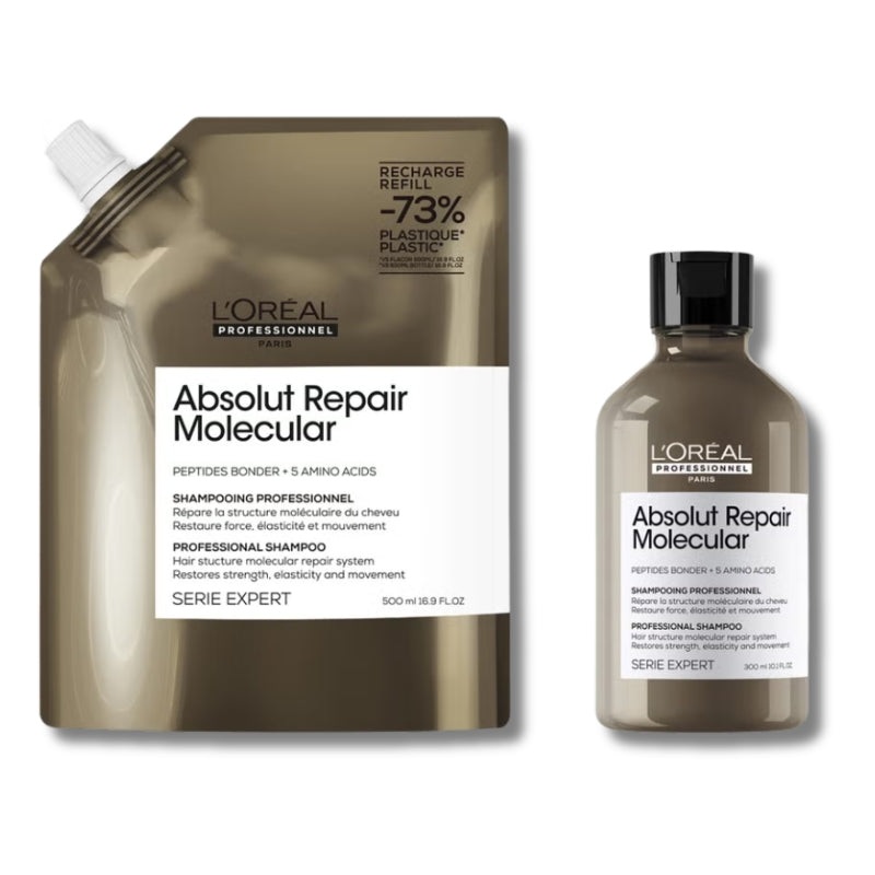 LOral Professionnel Absolut Repair Molecular Shampoo 300ml and Refill Pack 500ml for damaged hair