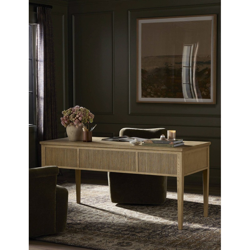 Bush Desk by Amber Lewis x Four Hands Distressed Black Oak