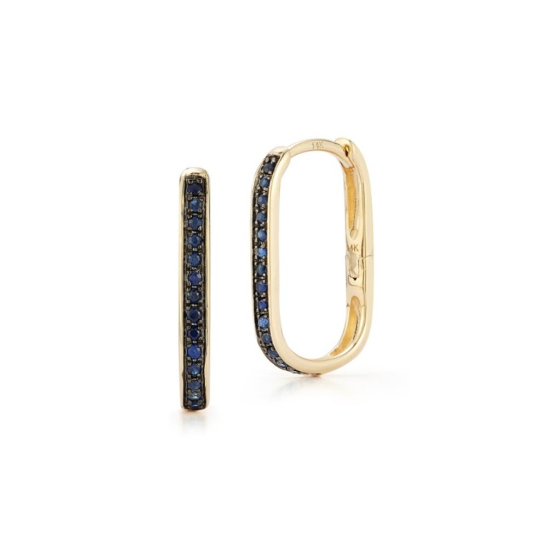 BLUE SAPPHIRE PAPER CLIP EARRINGS single