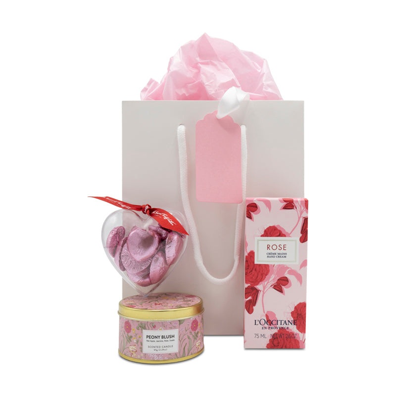 L’Occitane Rose Hand Cream 75ml, Candle & Luxury Heart Swiss Chocolate’s