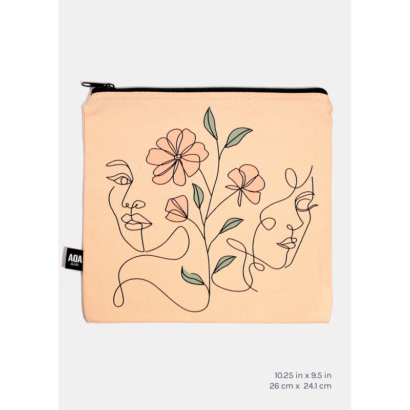 A+ Large Canvas Bag – Floral Girls Sketch