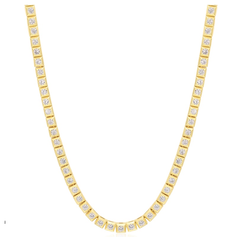 PYRAMID STUD TENNIS NECKLACE- GOLD