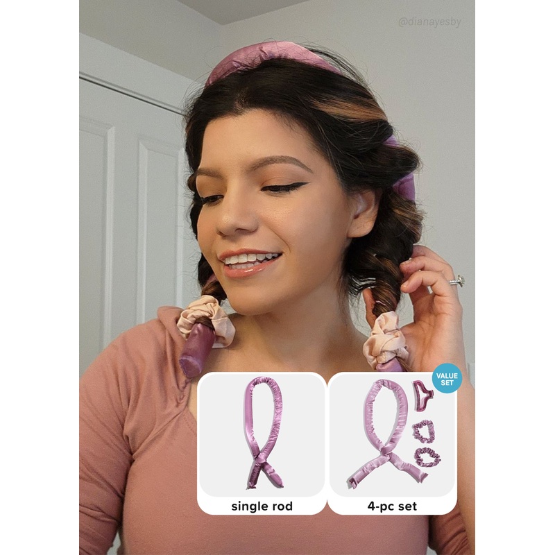 AOA Heat-free Satin Hair Curling Rod – Purple Single rod