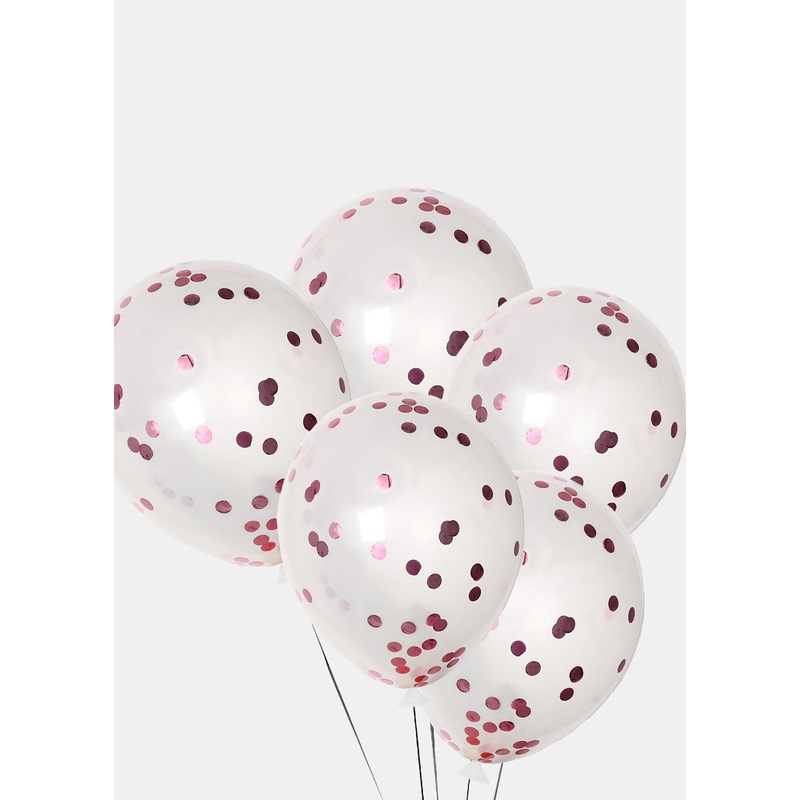 Official Key Items Party Balloon- 5pc Pink Dots Confetti Filled