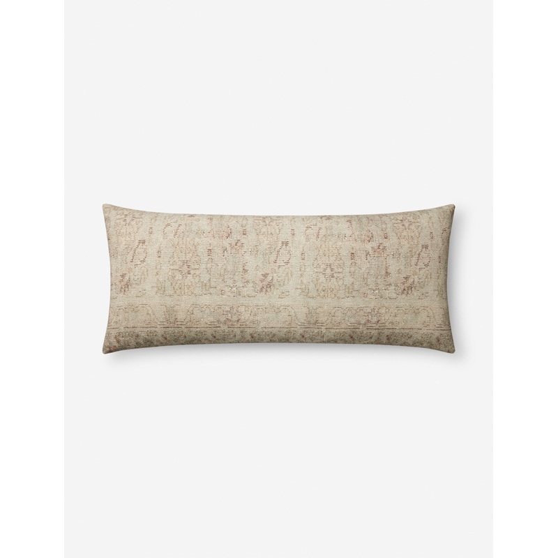 Celestia Pillow by Amber Lewis x Loloi Natural and Blue 22″ x 22″ Down