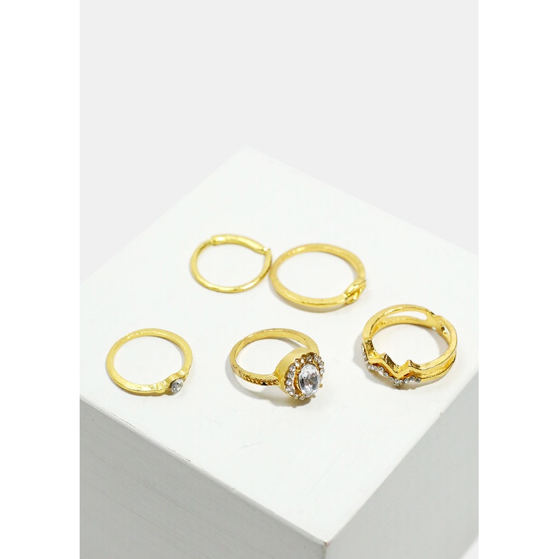 5-Piece Gemstone Toe Rings Gold