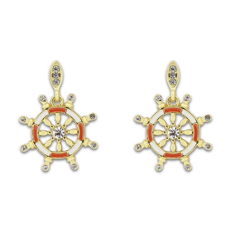 Khloelle Gold And Orange Wheels Earings LC0070801