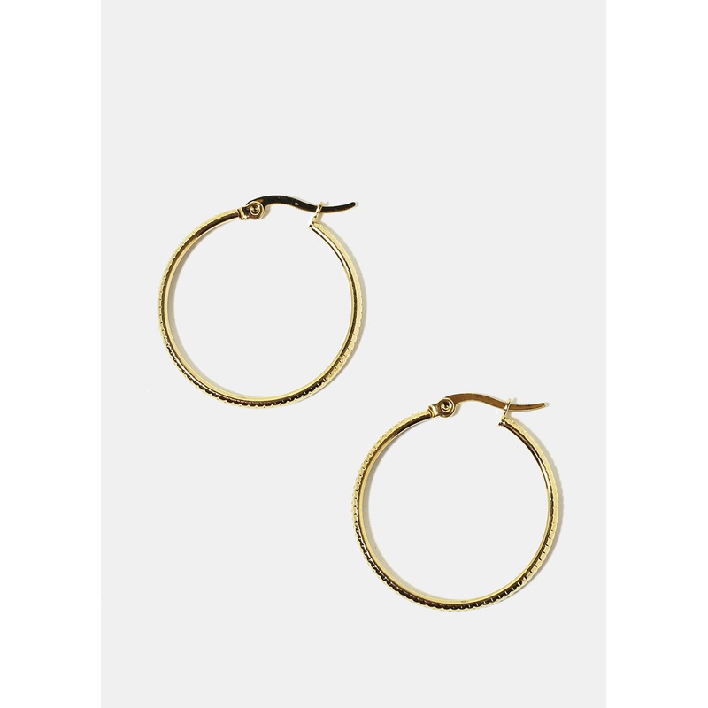 Textured Hoop Earrings Gold