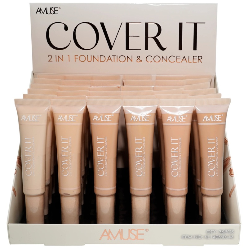 Amuse Cover It – 2 In 1 Foundation & Concealer – Wholesale Display 36 Units (KL140MIX-M)